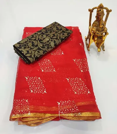 Alluring Chiffon Saree with Blouse piece 