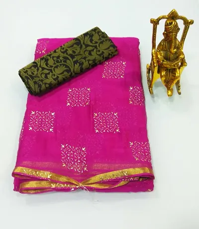 Fancy Chiffon Saree with Blouse Piece for Women