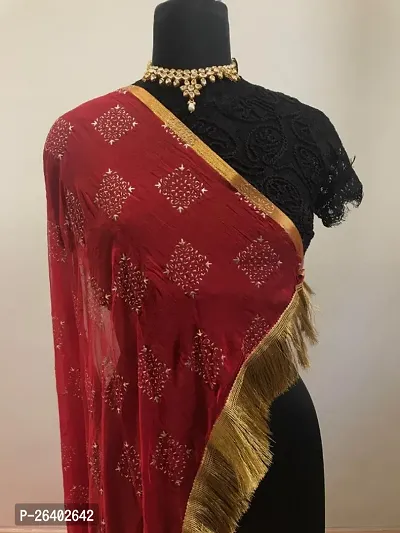 Womens Casual Chiffon Red Dupatta