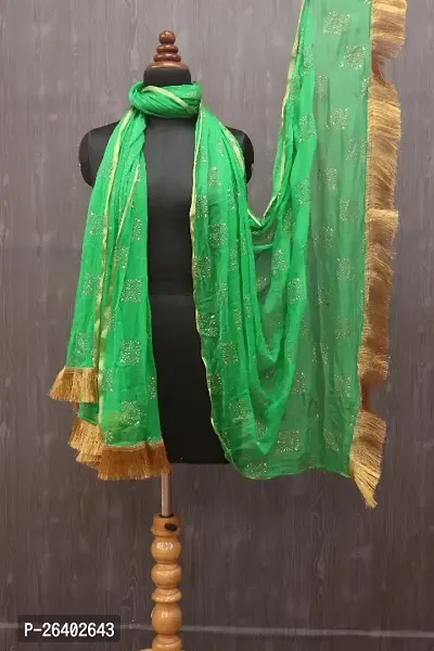 Womens Casual Chiffon Light Green Dupatta