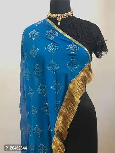 Womens Casual Chiffon Light Blue Dupatta