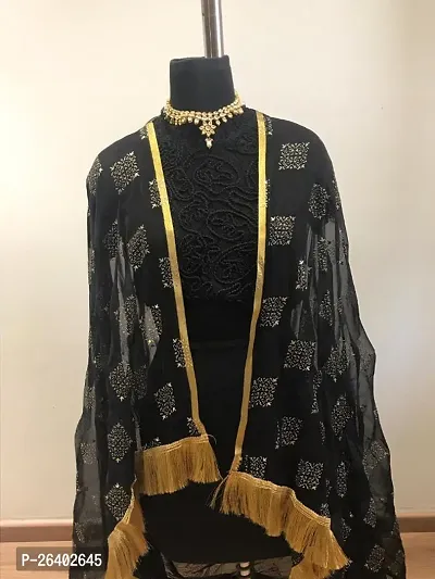 Womens Casual Chiffon Black Dupatta