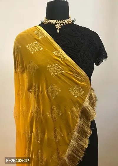 Womens Casual Chiffon Yellow Dupatta