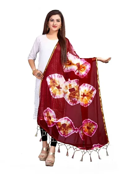 Women's Bandhani Print Work Chiffon Dupatta