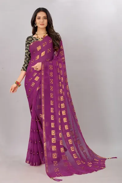 Classic Chiffon Saree with Blouse piece for Women