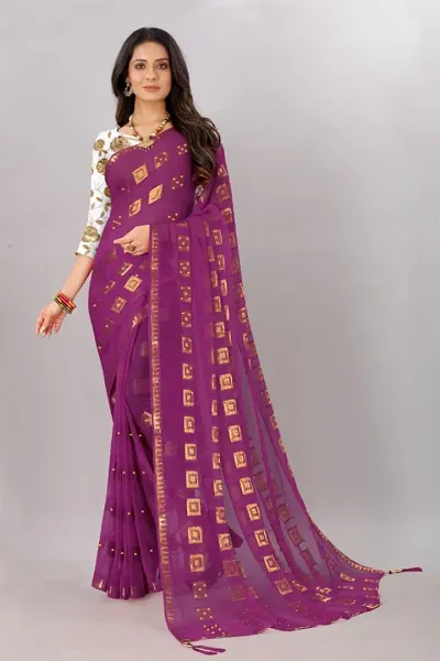 Attractive Chiffon Saree with Blouse piece 