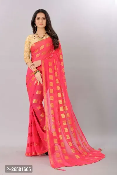 Classic Chiffon Saree with Blouse piece for Women-thumb0