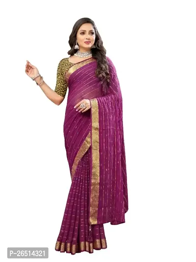 Aardiva Wovens Bollywood Chiffon Saree With Unstitched Blouse Piece-thumb0