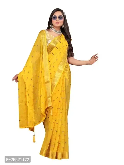Aardiva Woven Bollywood Chiffon Saree With Unstitched Blouse Piece-thumb0
