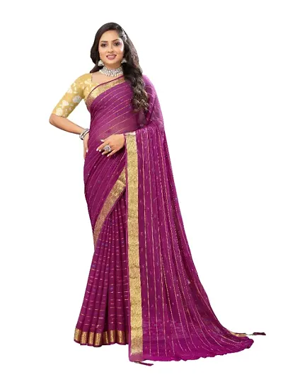 Aardiva Wovens Bollywood Chiffon Saree With Unstitched Blouse Piece