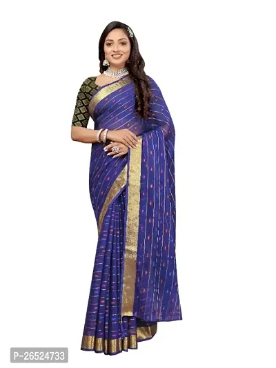 Woven Bollywood Chiffon Saree With Unstitched Blouse Piece