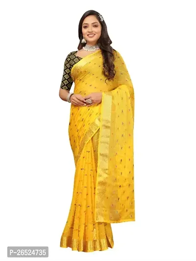 Woven Bollywood Chiffon Saree With Unstitched Blouse Piece