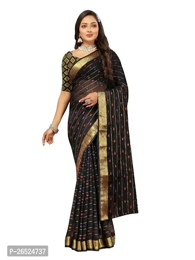 Woven Bollywood Chiffon Saree With Unstitched Blouse Piece-thumb0