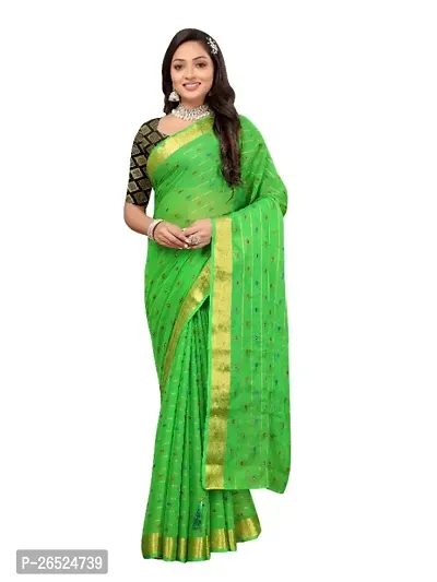 Woven Bollywood Chiffon Saree With Unstitched Blouse Piece