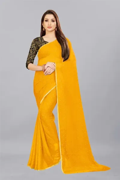 Biznes Enterprise Present Letest Womens Chiffon Saree with Matka Blouse Pices