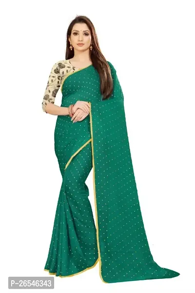 Tokyo Trade Womens Printed Bollywood Chiffon Saree With Unstitched Blouse Piece-thumb0