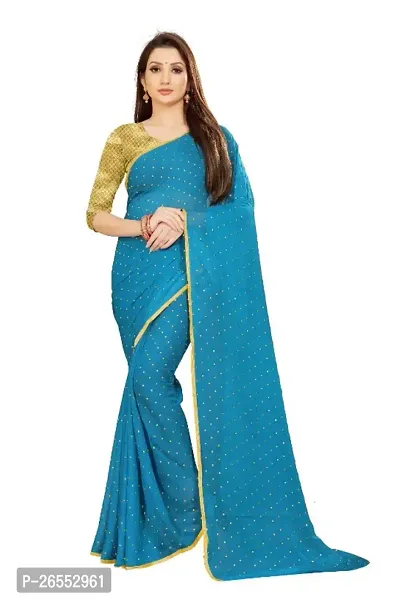 Tokyo Trade Womens Printed Bollywood Chiffon Saree With Unstitched Blouse Piece