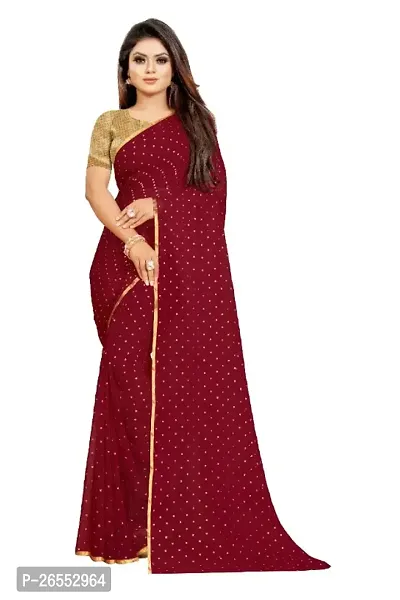 Tokyo Trade Womens Printed Bollywood Chiffon Saree With Unstitched Blouse Piece-thumb0