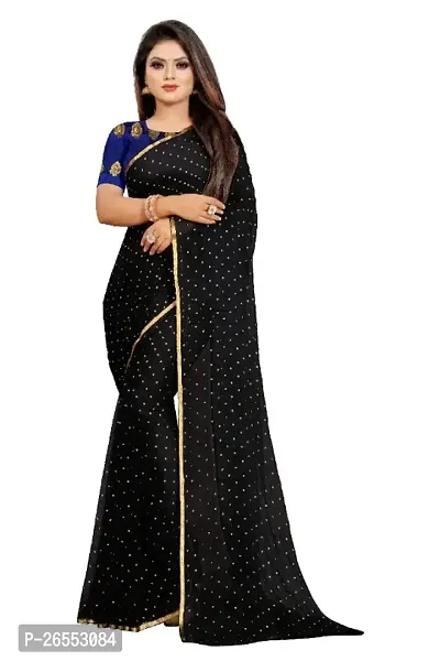 Tokyo Trade Womens Printed Bollywood Chiffon Saree With Unstitched Blouse Piece-thumb0