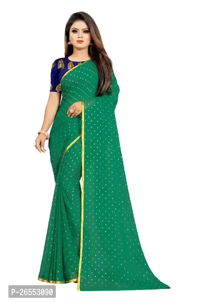 Tokyo Trade Womens Printed Bollywood Chiffon Saree With Unstitched Blouse Piece-thumb0