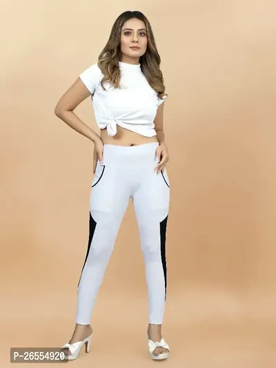 Tokyo Trade Womens Self Design White Track Pants