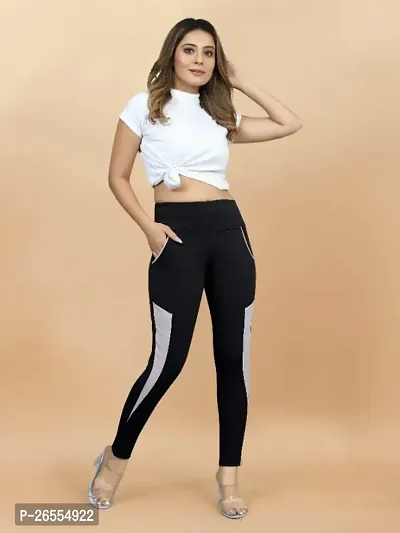 Tokyo Trade Womens Self Design Black Track Pants-thumb0