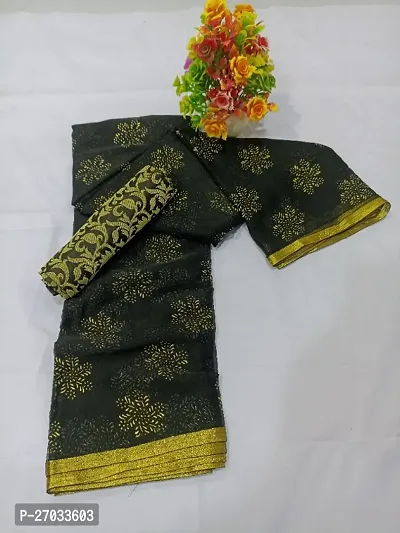 Fancy Chiffon Saree with Blouse Piece for Women-thumb0