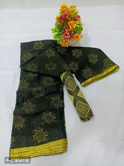 Fancy Chiffon Saree with Blouse Piece for Women-thumb0