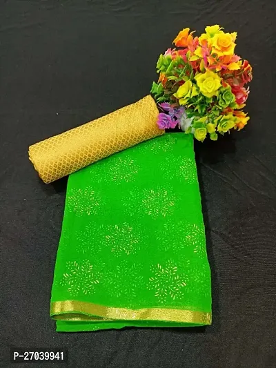 Fancy Chiffon Saree with Blouse Piece for Women-thumb0