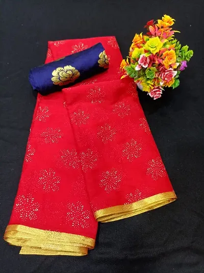 Alluring Chiffon Saree with Blouse piece 