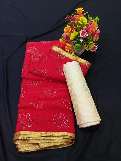 Elegant Chiffon Saree with Blouse piece 