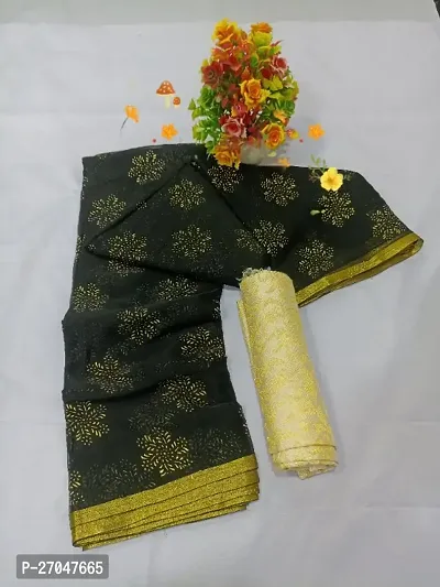 Fancy Chiffon Saree with Blouse Piece for Women-thumb0