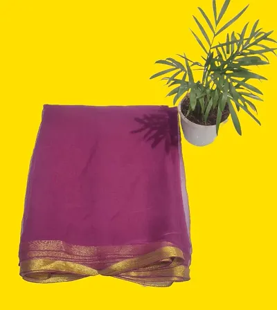 Classic Chiffon Solid Saree without Blouse piece