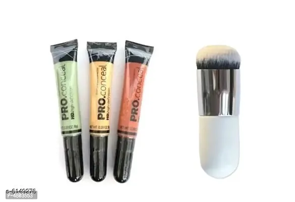 L.A Girl Pro Concealer Set Of 3 Orange, Green, Yellow Corrector With Face Brush