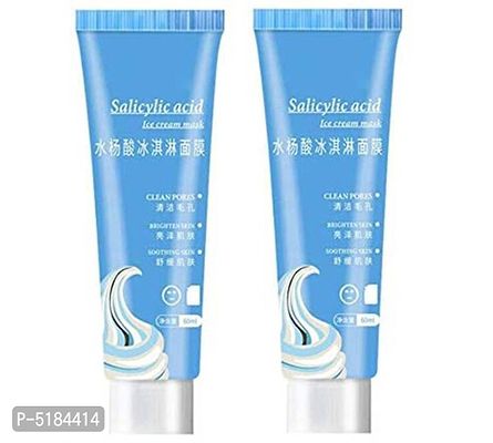 Salicylic Acid Ultra Cleansing Ice Cream Mask Acne Fades Moisturizing Smear Mask Blackheads Remover amp; Shrinking Pores  (120 ml) pack of 02