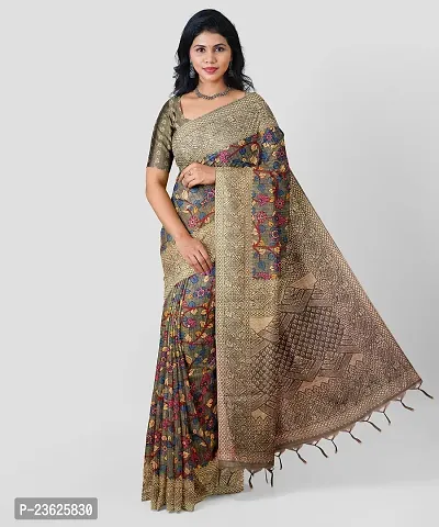 Elegant  Cotton Blend Saree with Blouse piece For Women-thumb0