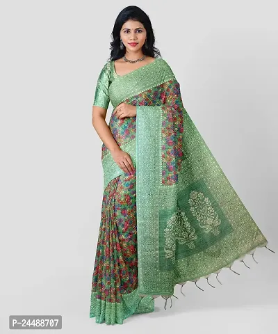 Elegant  Cotton Blend Saree with Blouse piece For Women-thumb0