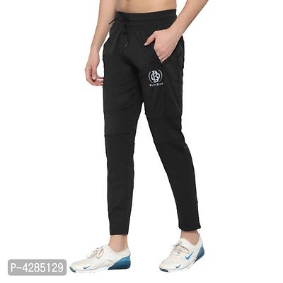 Only Black Men's Regular Fit Trackpants in Plain-thumb0