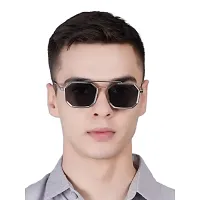 A LUINS Vintage UV Protection Retro Octagon Metal Silver Body Lens Black Sunglasses For Men  Women ( Pack Of 1)-thumb1