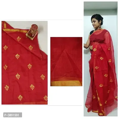 Attractive Poly Cotton Sarees With Blouse Piece-thumb0