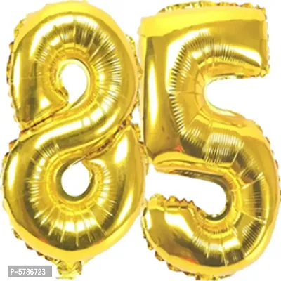 Golden 85 Number Foil Balloon (16in) for 85th Anniversaries, 85th Birthday Decoration