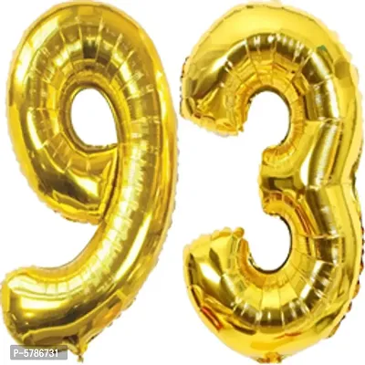Golden 93 Number Foil Balloon (16in) for 93rd Anniversaries, 93rd Birthday Decoration