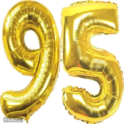 Golden 95 Number Foil Balloon (16in) for 95th Anniversaries, 95th Birthday Decoration