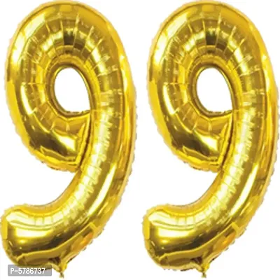 Golden 99 Number Foil Balloon (16in) for 99th Anniversaries, 99th Birthday Decoration