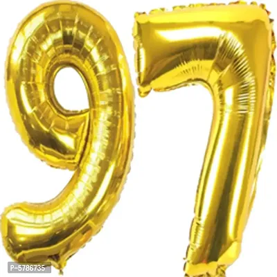 Golden 97 Number Foil Balloon (16in) for 97th Anniversaries, 99th Birthday Decoration