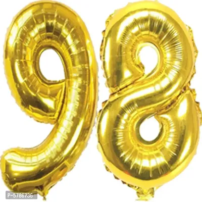 Golden 98 Number Foil Balloon (16in) for 98th Anniversaries, 98th Birthday Decoration