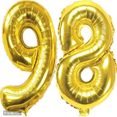 Golden 98 Number Foil Balloon (16in) for 98th Anniversaries, 98th Birthday Decoration-thumb0