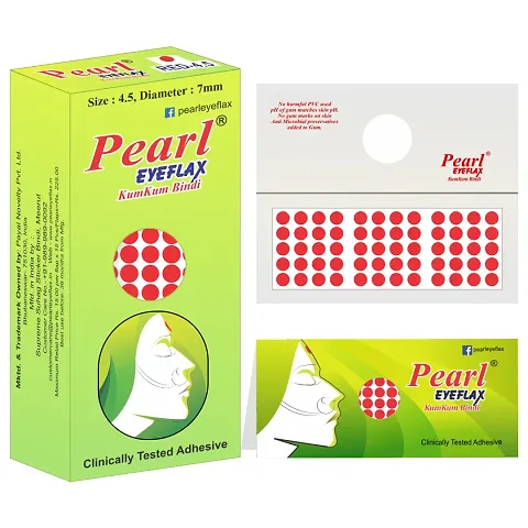 Pearl Eyeflax Velvet Kumkum Bindi with 15 Flaps Box - Self Adhesive, Reusable for Women Ladies Girls