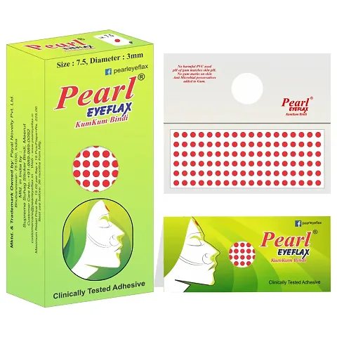 Pearl Eyeflax Velvet Kumkum Bindi with 15 Flaps Box - Self Adhesive, Reusable for Women Ladies Girls