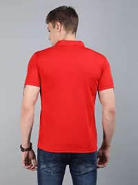 OZIO Men's Cotton Regular Fit Solid Polo Neck T-Shirt Red-thumb2